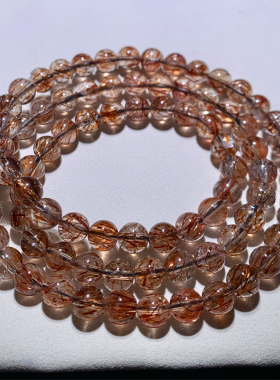 天然顺发云母黑金超三圈手链发晶