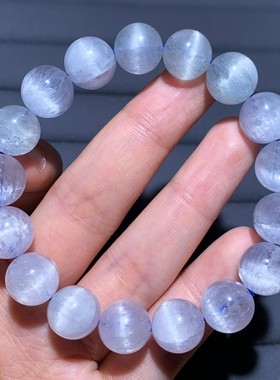 天然老矿冰透猫眼蓝紫锂辉石手链