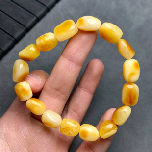 天然蜜蜡随形手链琥珀波罗的海原石原矿金珀手串手链黄色玉石送礼