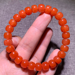 天然南红玛瑙老型珠手链聚宝盆油润柿子红手串男女款饰品礼物情侣