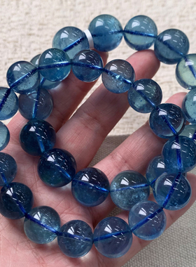 天然巴西星光魔鬼蓝海蓝宝手链女