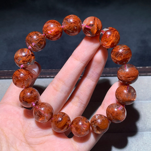 聚宝盆手串礼物男女水晶 天然巴西粉幽灵单圈手链幽灵一物一图四季
