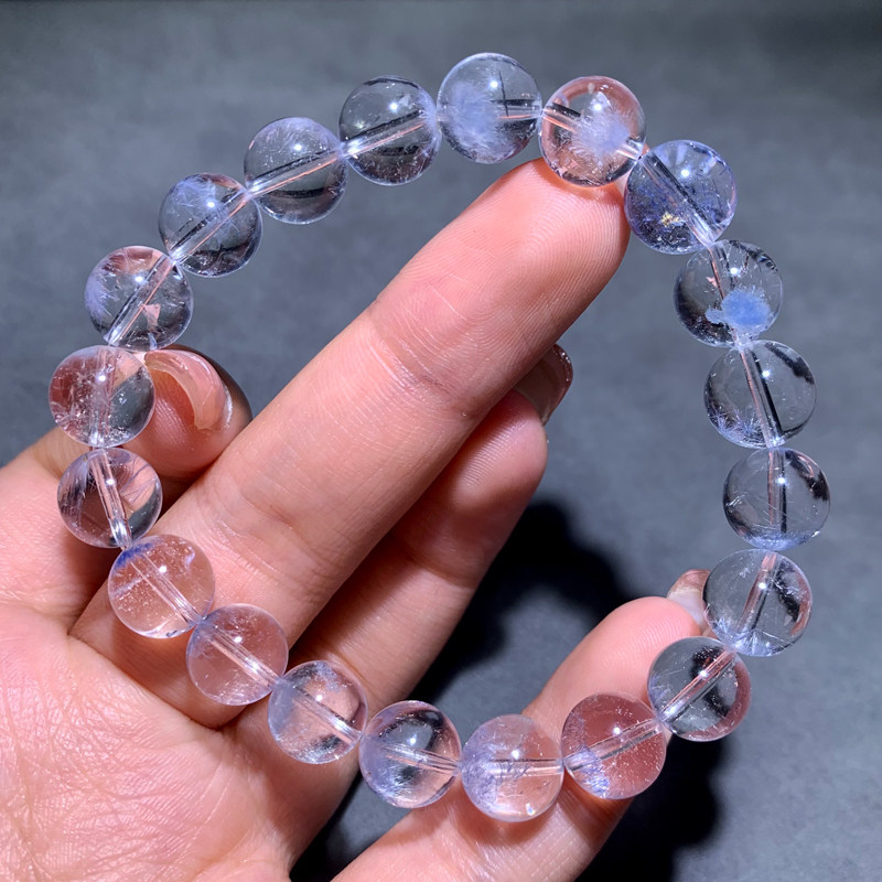 天然冰透蓝线石单圈水晶手链蓝绒晶蓝发晶手串情侣款送饰品女生款