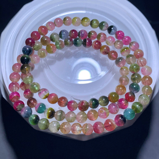 天然西瓜碧玺三圈手链糖果色彩虹宝石手串水晶甜美饰品礼物情侣款