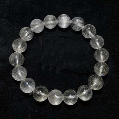 天然顺发白兔毛手链拉丝水晶手串