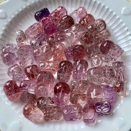 天然顺发超七貔貅吊坠雕刻件水晶