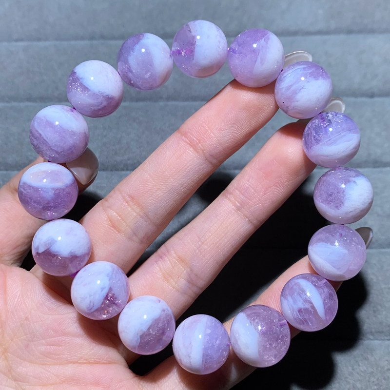 天然梦幻紫玉晶奶盖紫水晶手链女