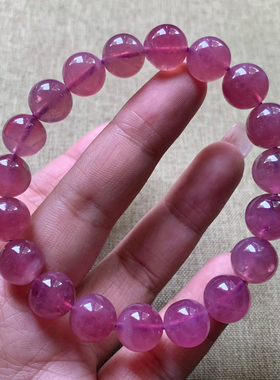 天然冰透马达加斯紫马粉手链水晶