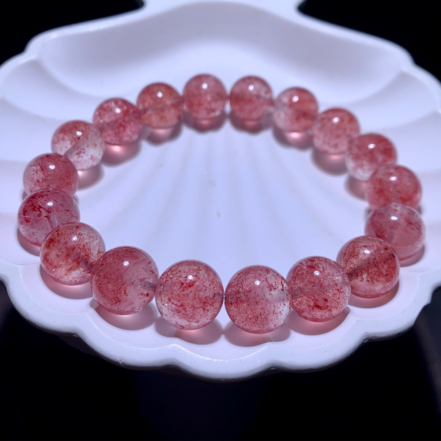 天然冰透草莓晶单圈手链老矿粉晶水晶手串送闺蜜礼物饰品情侣款女