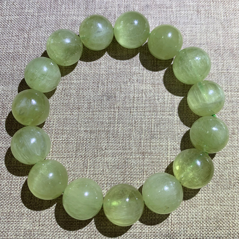 天然冰种猫眼绿锂辉石圆珠手链小清新水晶情侣手串孔赛石饰品女