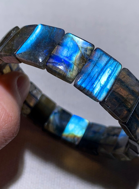 天然拉长石手排灰月光饰品男女生