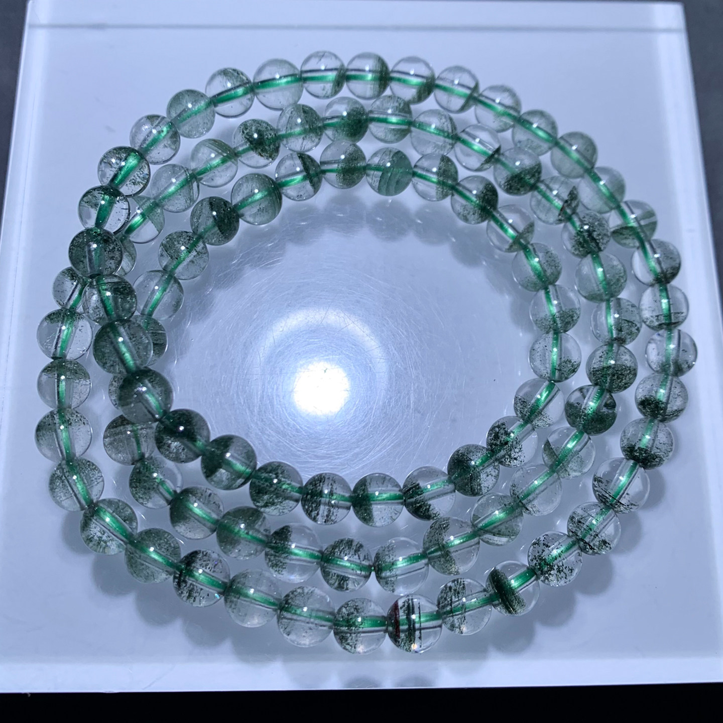天然冰透绿幽灵三圈水晶手链满天星千层山手串饰品礼物清新闺蜜款