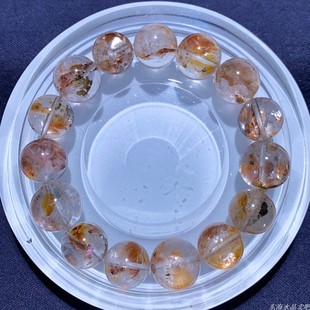 天然锦鲤铜矿共生彩铜矿手链黄铁矿石红胶花送礼物送饰品单圈男女