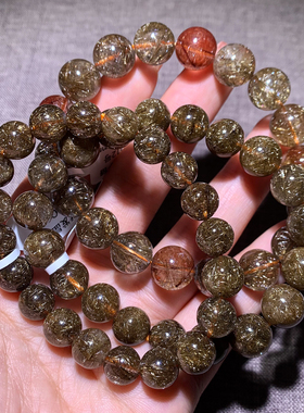 天然冰透浓密发晶手串顺发水晶