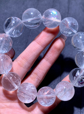 天然彩虹白水晶单圈手链礼物情侣