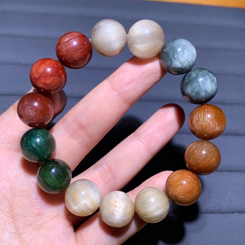 天然顺发渐变兔毛水晶手链礼物女