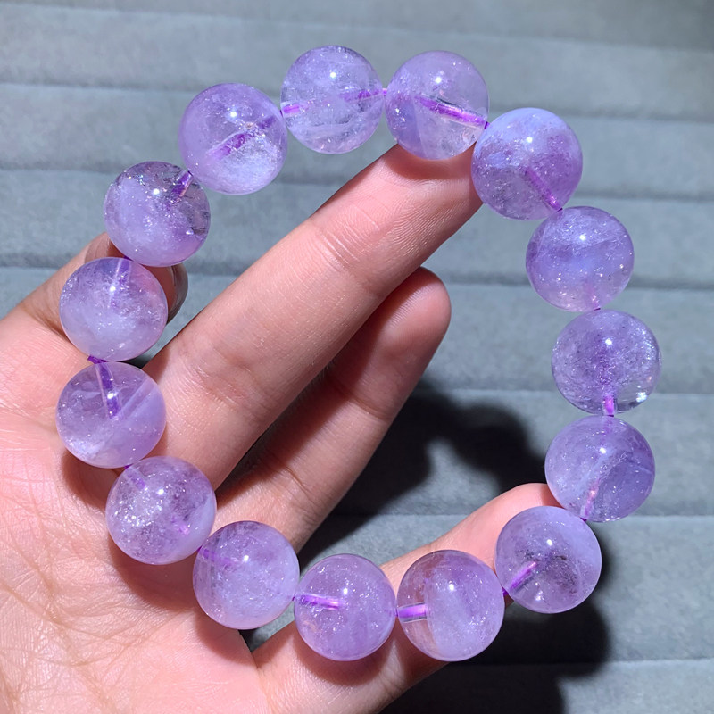 天然梦幻碎冰紫紫玉晶单圈手链一物一图紫玉晶水晶手串礼物饰品女