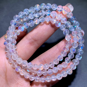 天然冰种马岛月光石三圈手链饰品