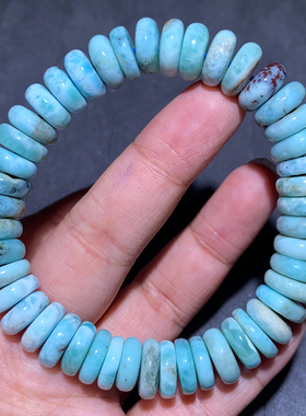 天然拉利玛海纹石盘珠单圈手链女