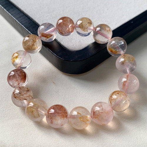 天然巴西粉胶花单圈手链女生礼物