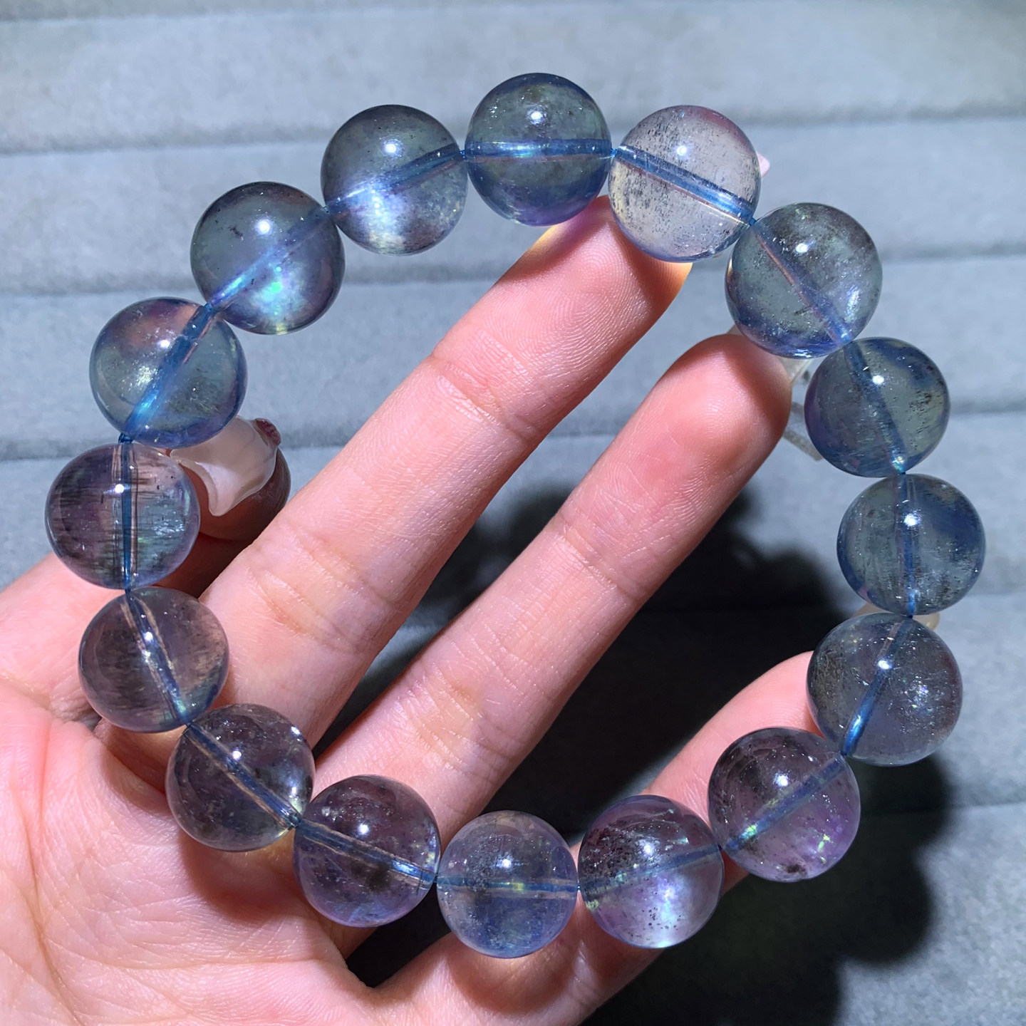 巴西天然星光海蓝宝手链闪片魔鬼蓝绿柱石水晶手串饰品送礼物情侣