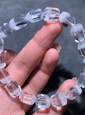 天然冰透白幽灵方糖随形手链情侣