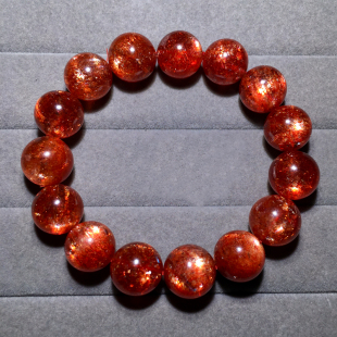 天然爆闪金太阳石单圈手链橙日光石水晶手串一物一图礼物情侣饰品