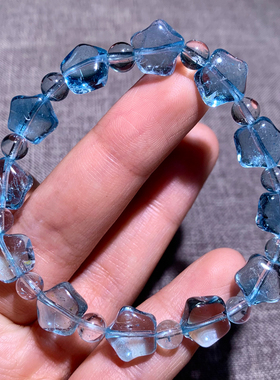 天然托帕石星星手链水晶尼泊尔蓝