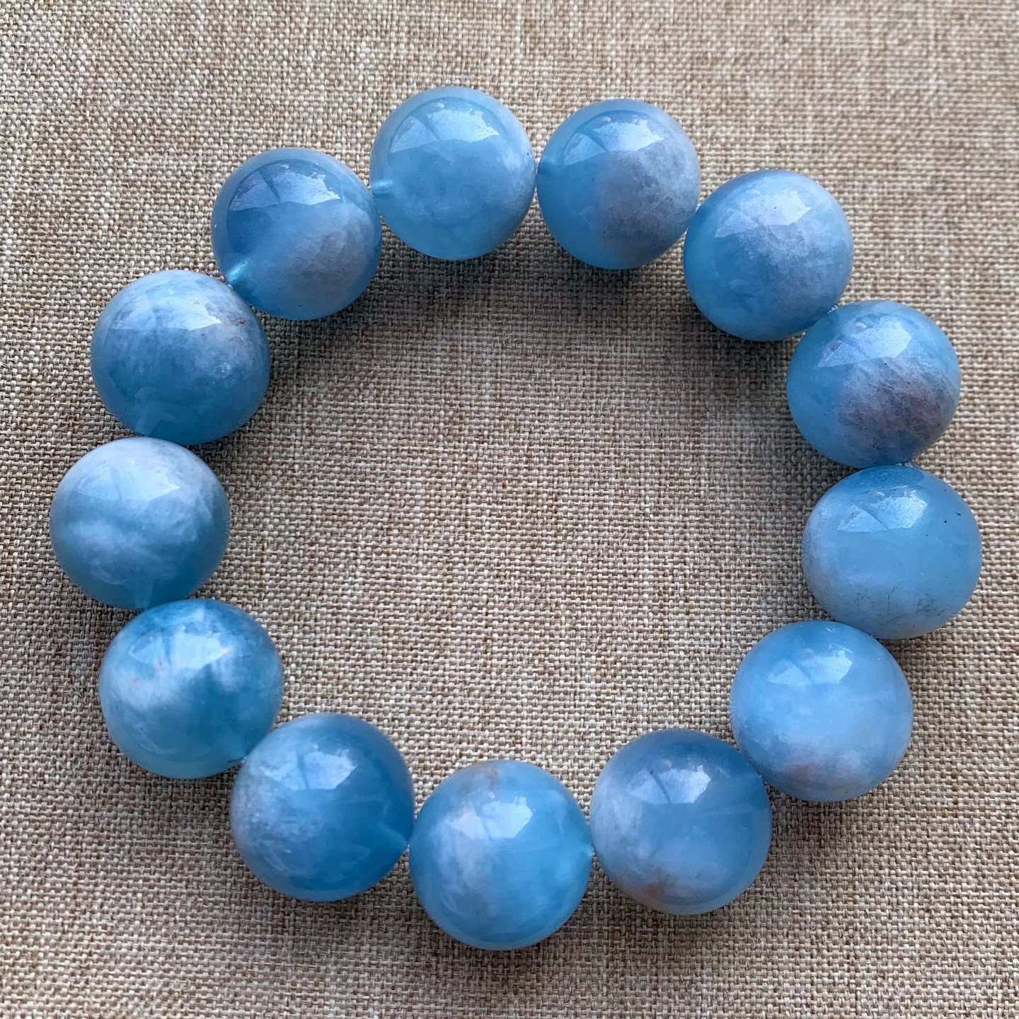 天然大颗粒蓝天白云海蓝宝手串软糯绿柱石水晶手链饰品送礼物情侣