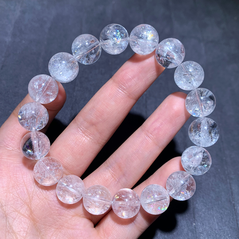 天然白阿塞单圈手链白水晶白阿塞