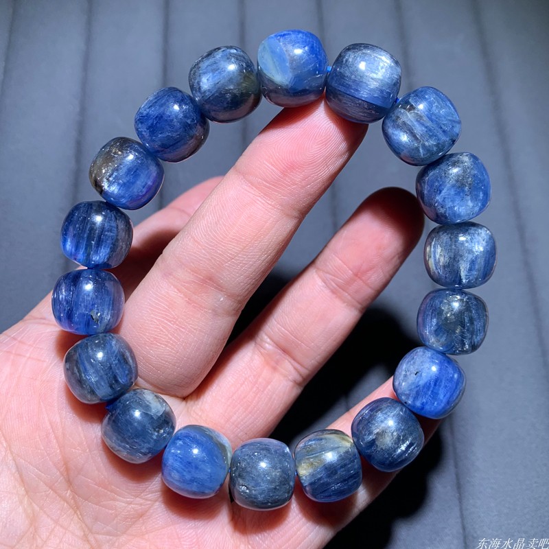 天然老型珠蓝晶石水晶共生蓝闪片