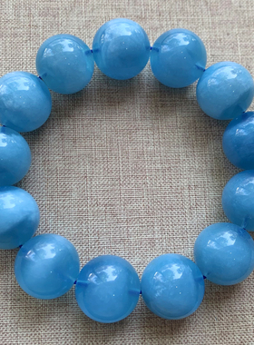 天然蓝天白云海蓝宝单圈手链水晶