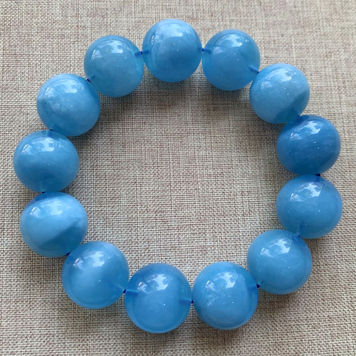 天然蓝天白云海蓝宝单圈手链水晶