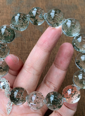 天然冰透绿幽灵泡泡珠手串礼物女