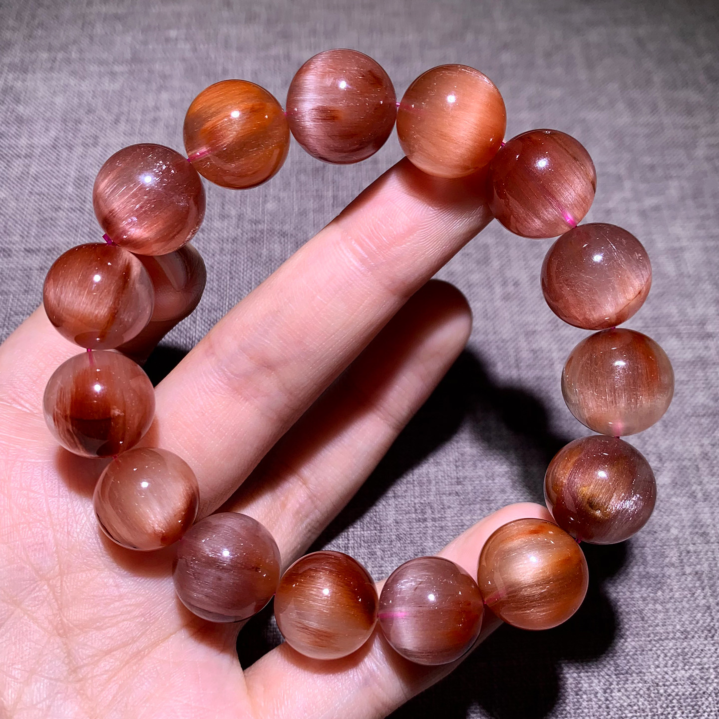 天然顺发粉紫兔毛手链水晶饰品女图片