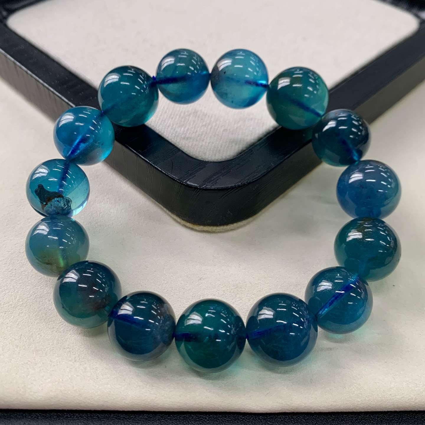 天然巴西绿体海蓝宝手链绿柱石魔鬼蓝水晶手串饰品礼物情侣男女生