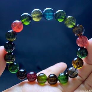 天然巴西老矿黑糖黑玫瑰碧玺手链黑美人碧玺一物一图饰品手串礼物