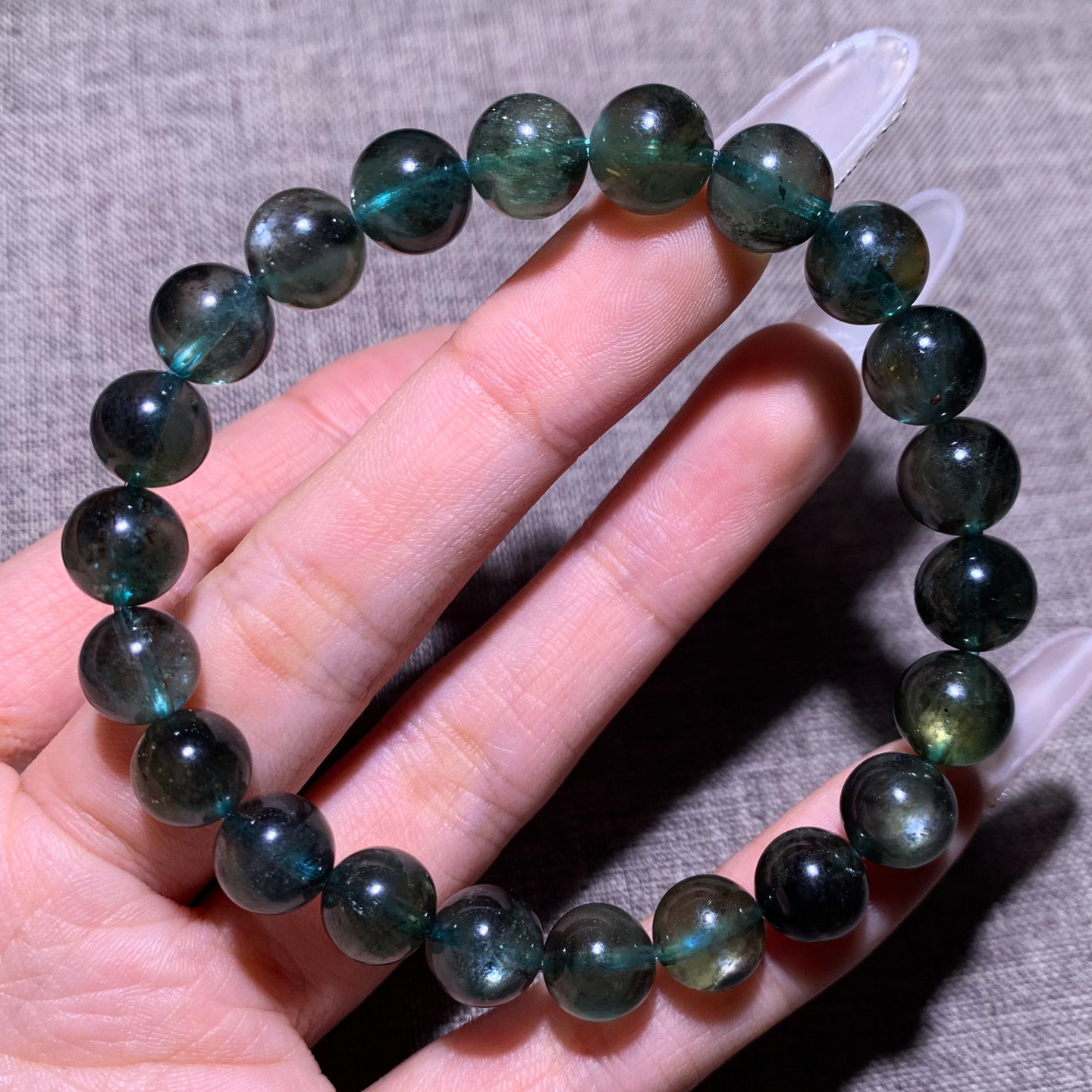 天然绿体星光海蓝宝手链小颗粒魔鬼蓝绿柱石手串水晶甜美饰品情侣