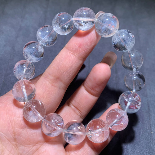 天然异象水晶蓝针单圈手链饰品女