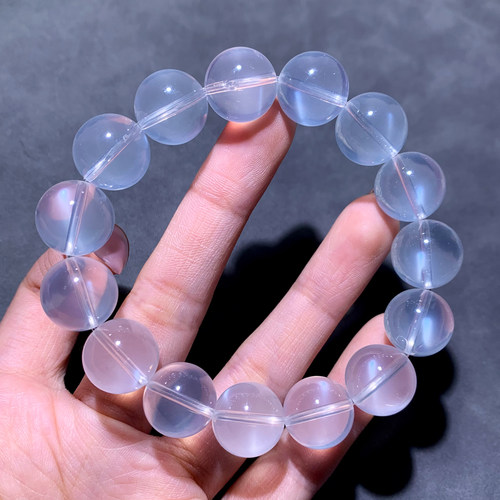 天然月光奶白晶手链冰透白色水晶