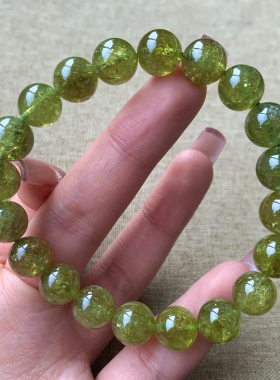 天然苹果绿沙佛莱石榴石手链饰品