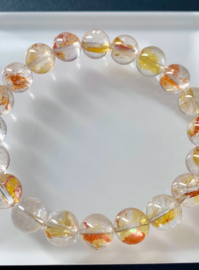 天然锦鲤胶花原色单圈手串黄水晶