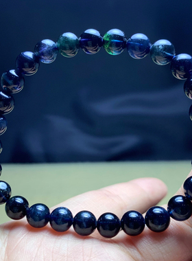 巴西天然黑糖全蓝碧玺手链祖母绿