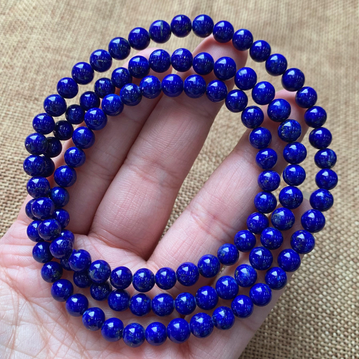 天然青金石多圈手链阿富汗原矿帝王青星空智者水晶手串饰品情侣款