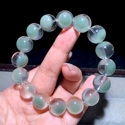 天然翠幽灵水晶手链满天星绿宝石