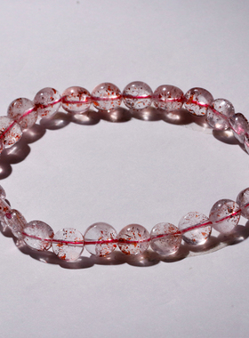 天然金草莓蛋面超七水晶单圈手链