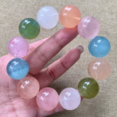 天然冰透摩根石单圈手链佛珠渐变