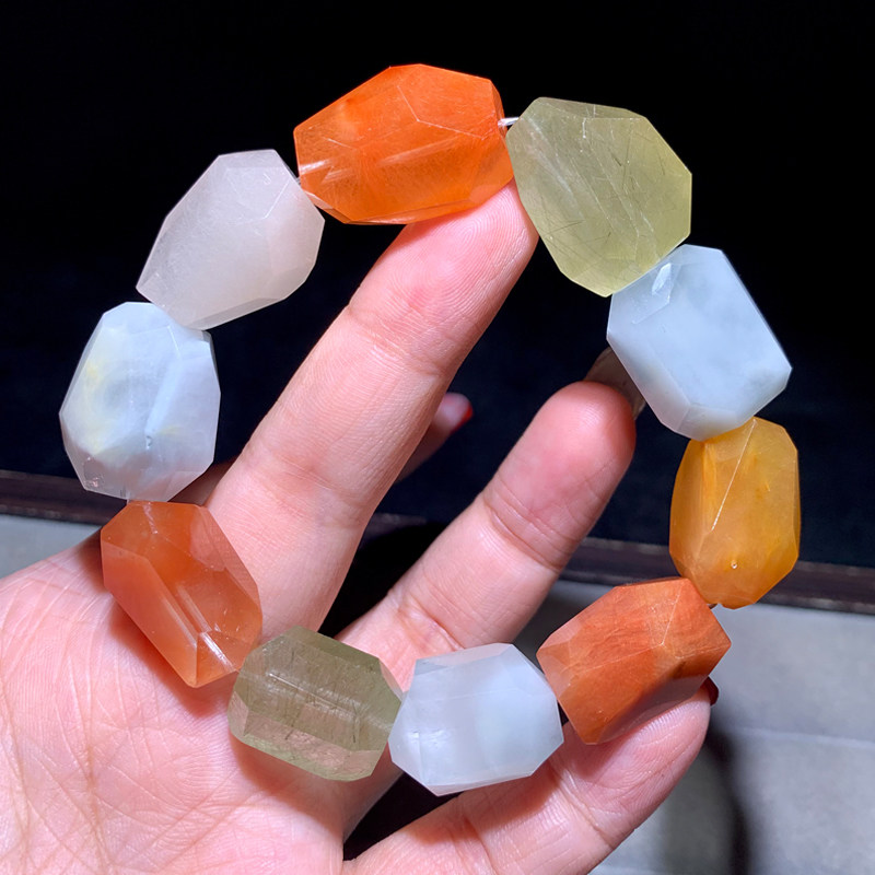 天然兔毛随形单圈水晶手链一物一图细密柔顺银灰手饰品礼物送女生