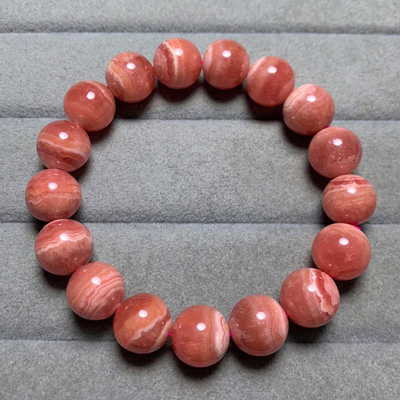 天然五花肉红纹石手链情侣饰品女