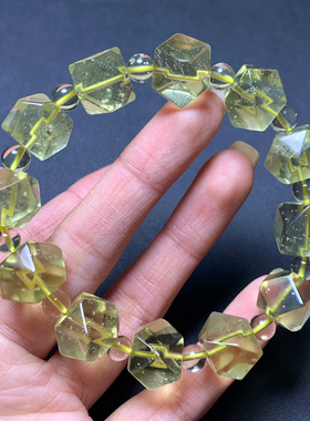 天然冰透黄金陨石双尖随形手链礼